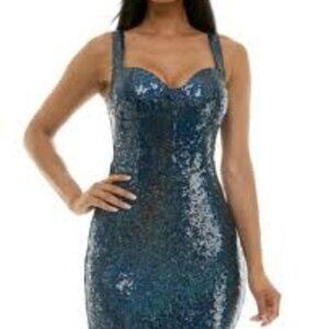 Vintage Y2K B‎ Darlin Navy Sequin Mini Dress Size S HOCO Glitter Sparkle